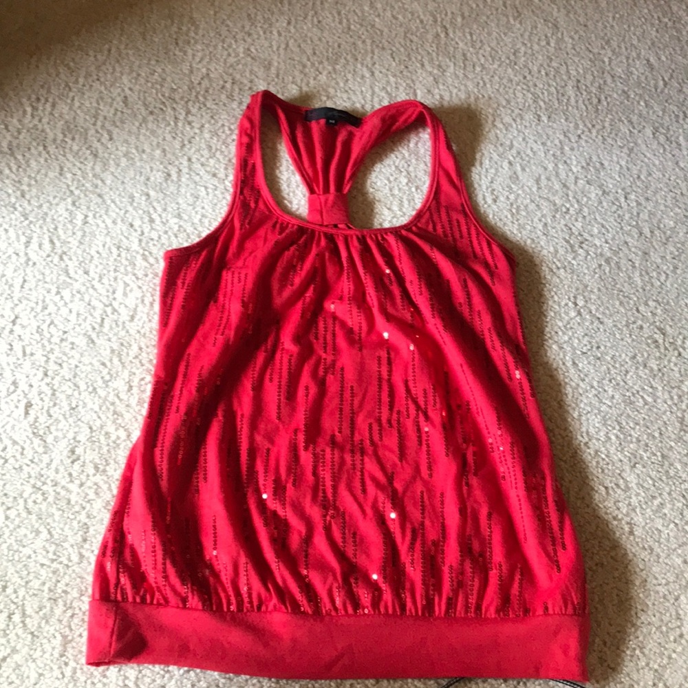 Medium red sparkly top with cute detailed back